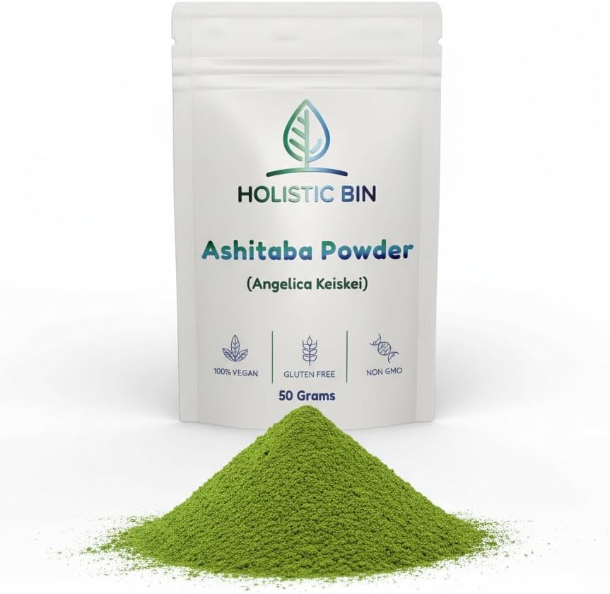 Pure Japanese Ashitaba Powder (Angelica Keiskei) - Ashitaba Leaf Powder, Green Superfood Powder, Herbal Supplement Powder, Supports Energy, Digestion, Daily Wellness, Smoothie, Tea & Drink Mix - 50g
