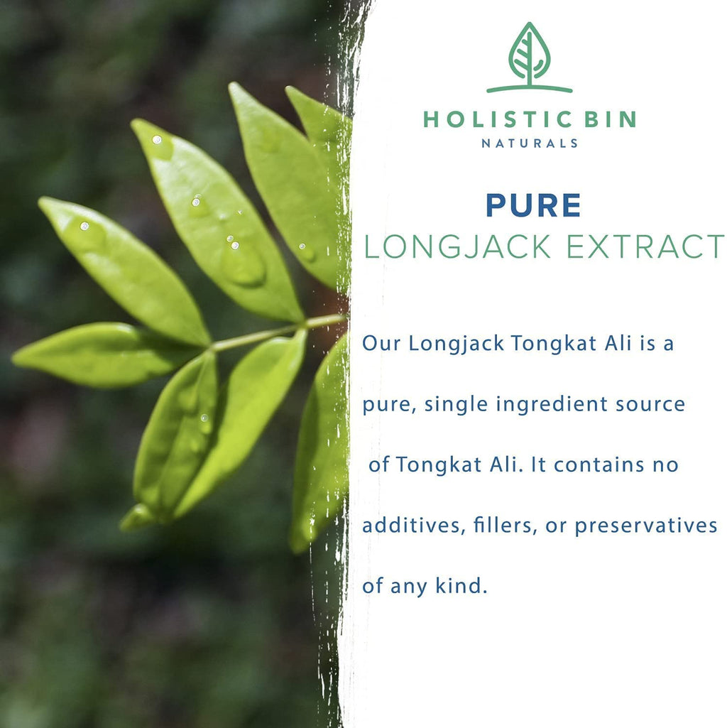 Holistic Bin Indonesian Tongkat Ali Capsules | Wild Harvested Eurycoma Longifolia Roots from Sumatra | No Fillers, 100% Pure (30 Day Supply)
