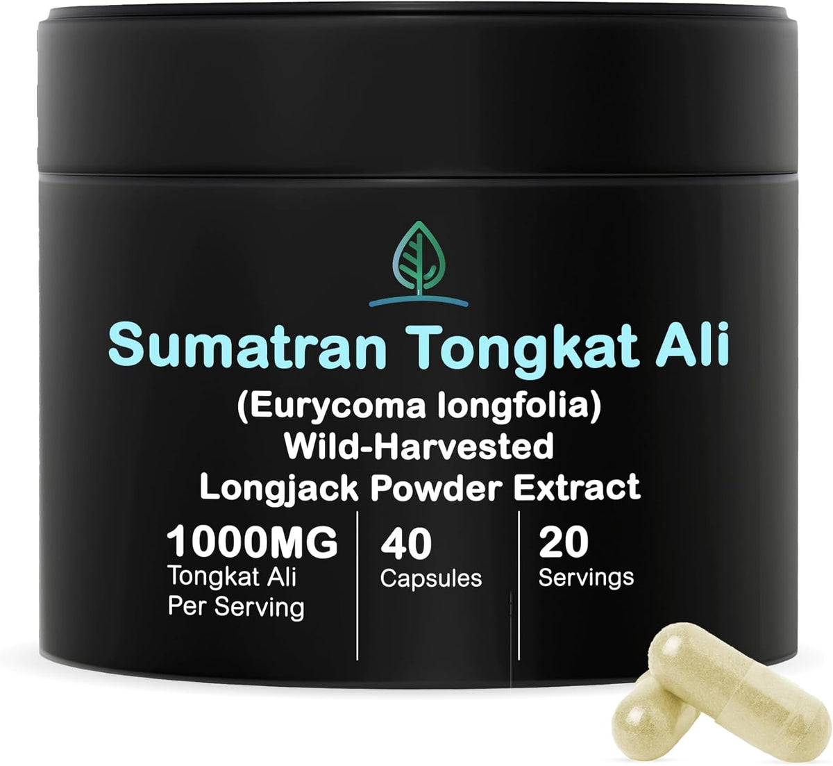 Holistic Bin Indonesian Tongkat Ali Capsules | Wild Harvested Eurycoma Longifolia Roots from Sumatra | No Fillers, 100% Pure (30 Day Supply)