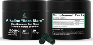 Alkaline Rock Stars Blue Green & Red Algae Supplement - 500mg Capsules
