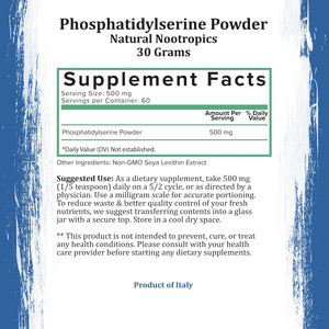 Phosphatidylserine (PS) Powder - 30 Grams