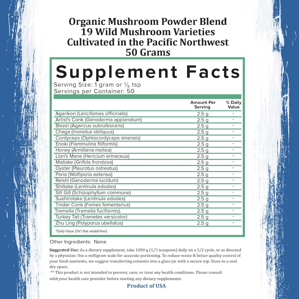 Pacific North West Blend Mushroom Powder - 50 Grams
