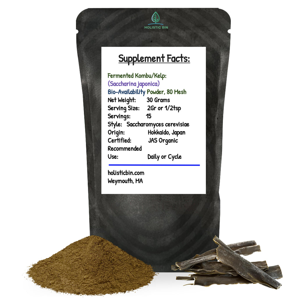 Holistic Bin Grocery and Gourmet fermented kombu powder with clean single ingredient sea vegetable profile