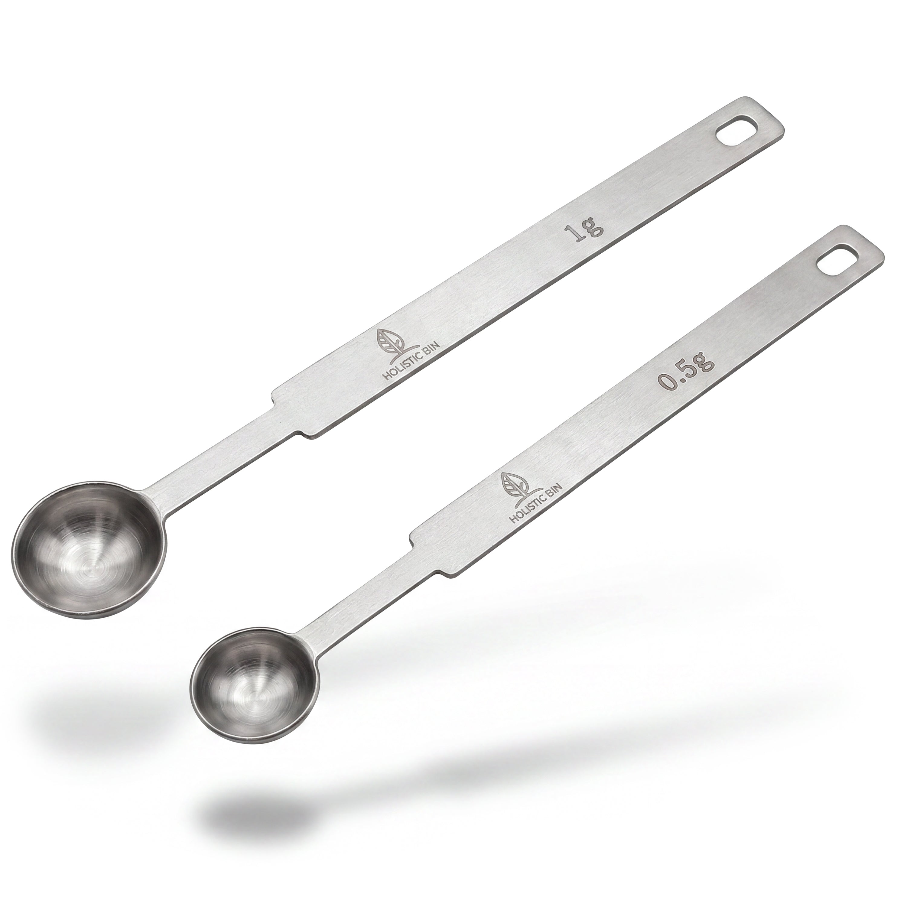 Holistic Bin Stainless Steel Serving & Portion Spoons Set | Half & One Gram, 1/4 & 1/2 Tsp, 7 Inch
