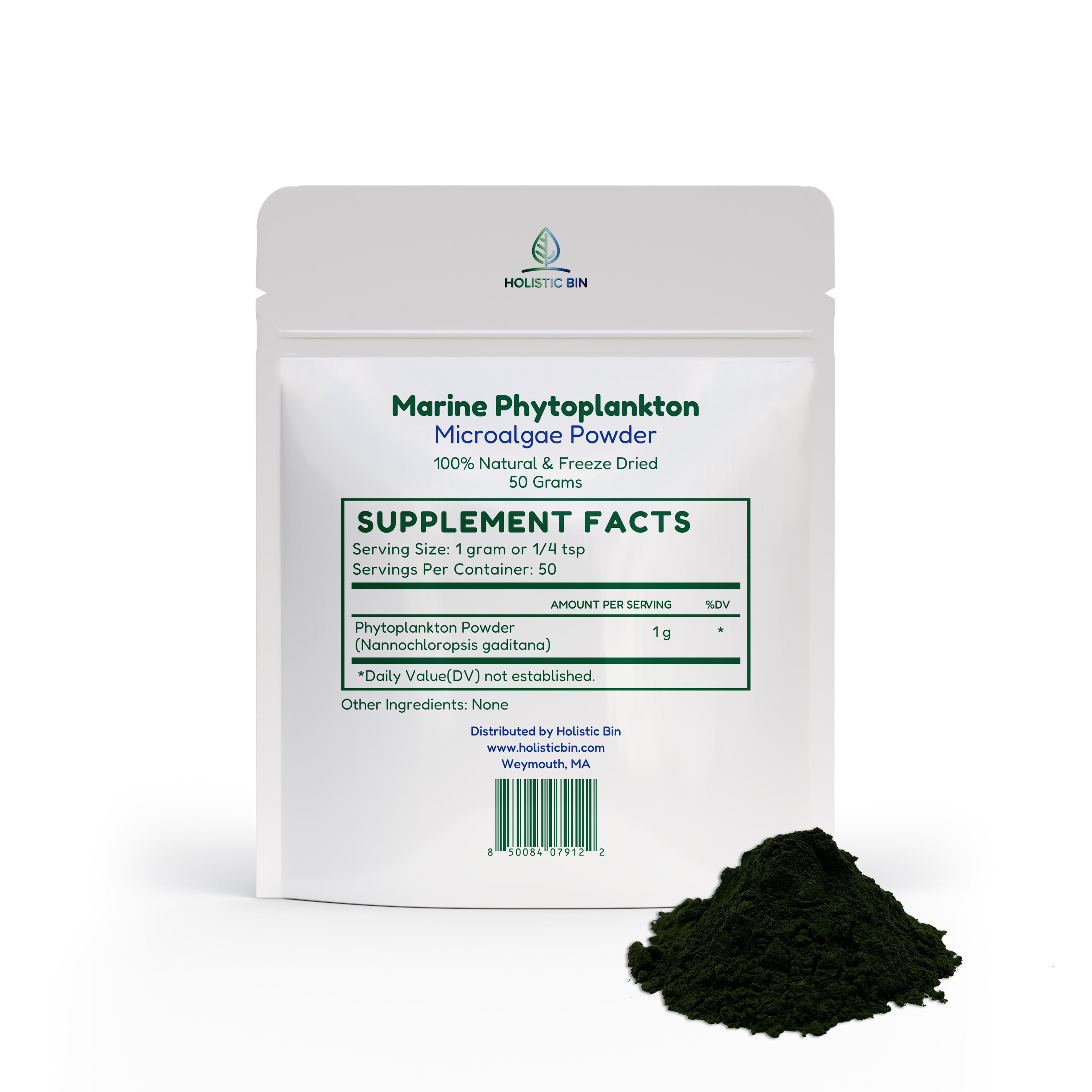 Marine Phytoplankton Powder | Nannochloropsis gaditana | Raw Freeze-Dried Microalgae | 50 Grams