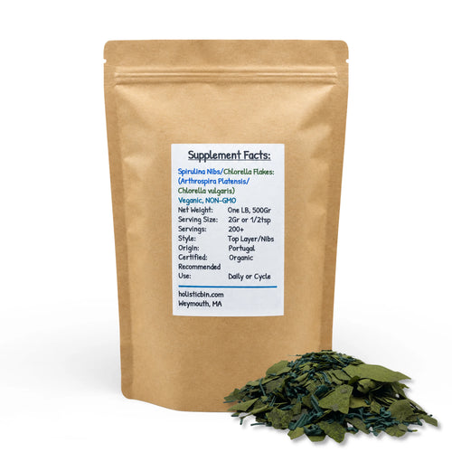 Organic Chlorella Flakes and Spirulina Nibs Blend pouch