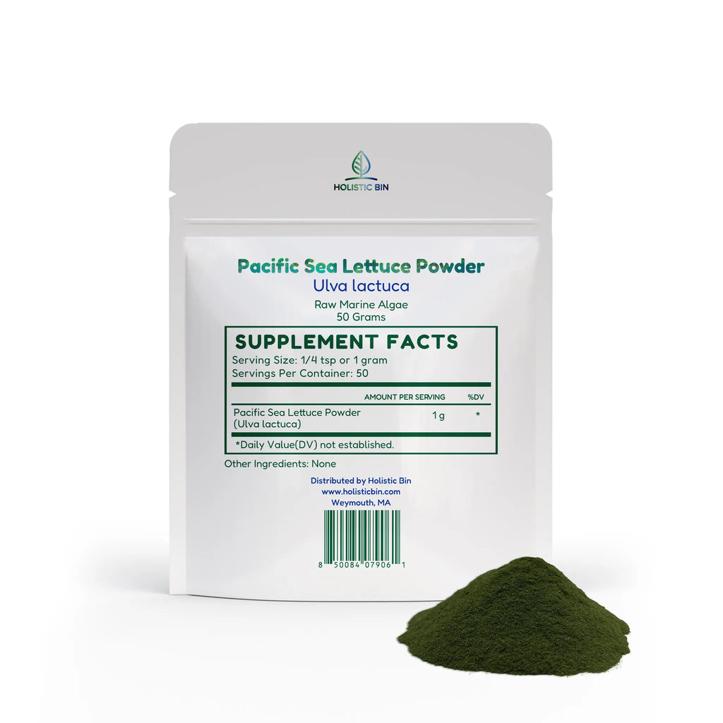 Pacific Sea Lettuce Powder pouch, back, supplement facts
