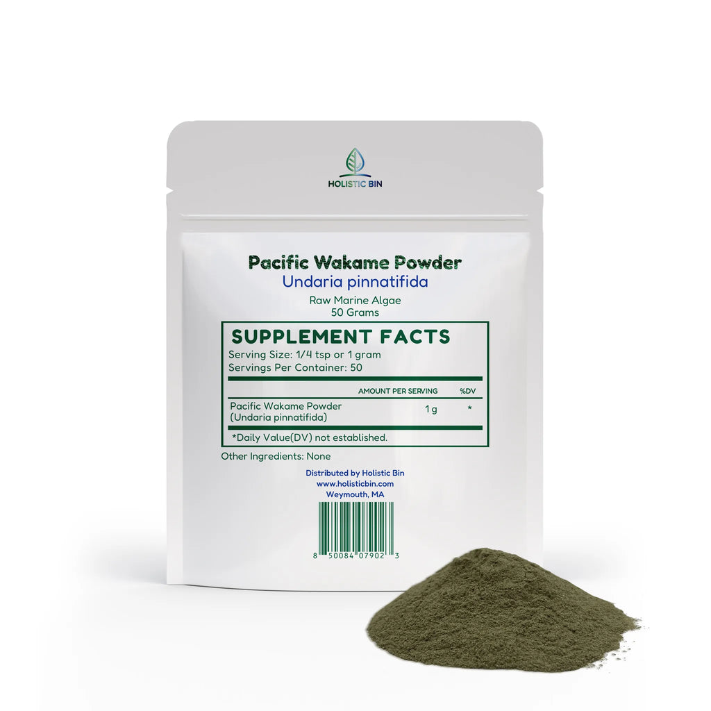 Pacific Wakame Powder pouch, back, supplement facts