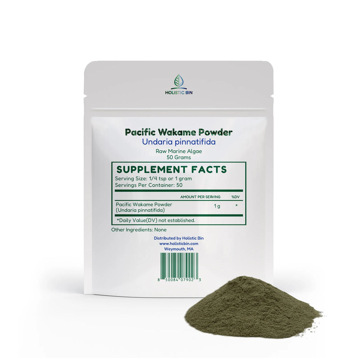 Pacific Wakame Powder pouch, back, supplement facts