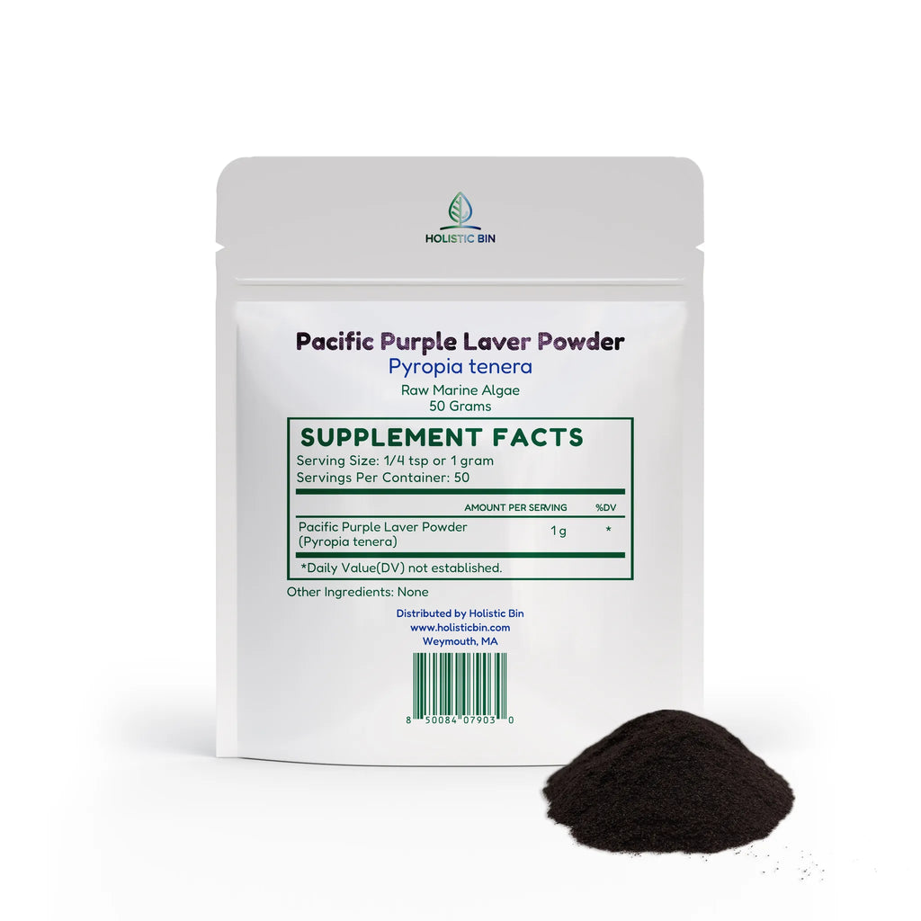 Pacific Purple Laver Powder (Pyropia Tenera) | Raw Iwa Nori Seaweed | Mineral-Rich Marine Algae Superfood | Plant-Based Protein | Non-GMO & Gluten-Free | 50g