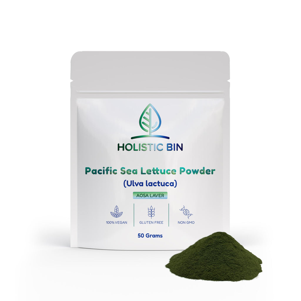 Pacific Sea Lettuce Powder (Ulva lactuca) | Raw Marine Algae | Aosa Laver Sea Greens | Ocean Superfood | Single Ingredient | Vegan | Gluten Free | 50g (50 Servings)