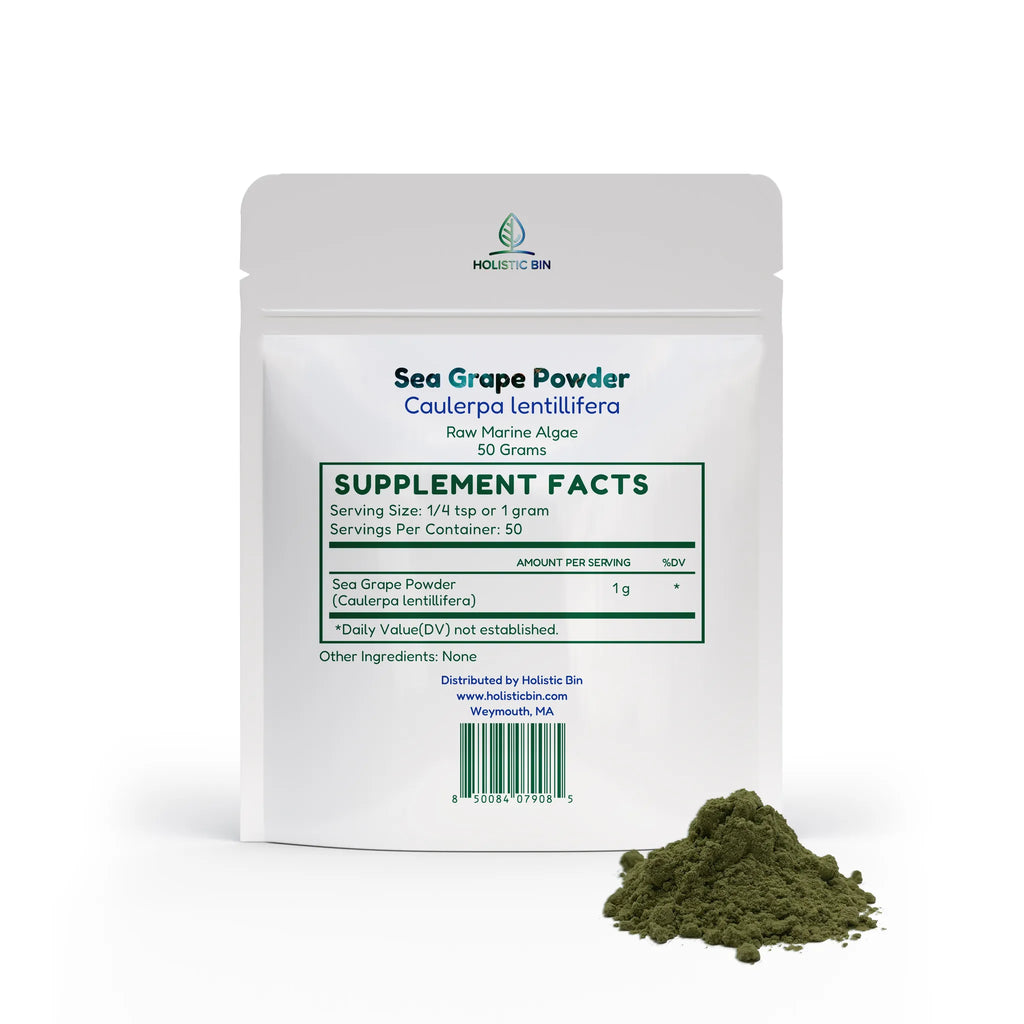 Holistic Bin Sea Grape Powder (Caulerpa lentillifera) | Raw Marine Algae Superfood | Umi-Budō, Green Caviar & Lato | Vegan, Gluten-Free, Non-GMO | 50g