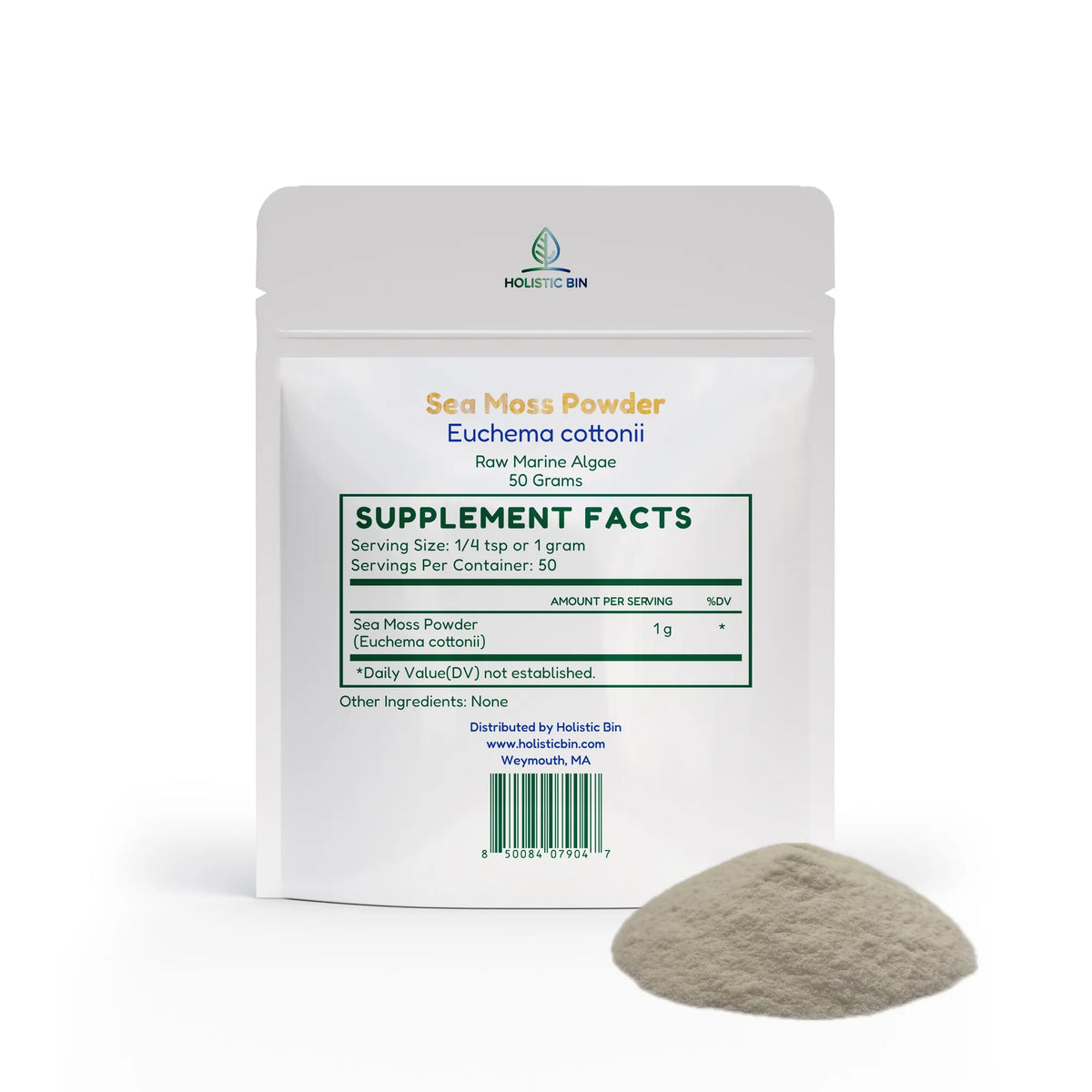 Sea Moss Powder (Eucheuma Cottonii) | Raw Marine Algae Superfood | Kappaphycus Alvarezii | Vegan, Non-GMO & Gluten-Free | 50g (50 Servings)