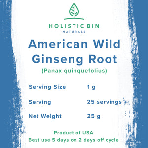 American Wild Ginseng Root Powder or Capsule - 25 Grams / 40 Capsules