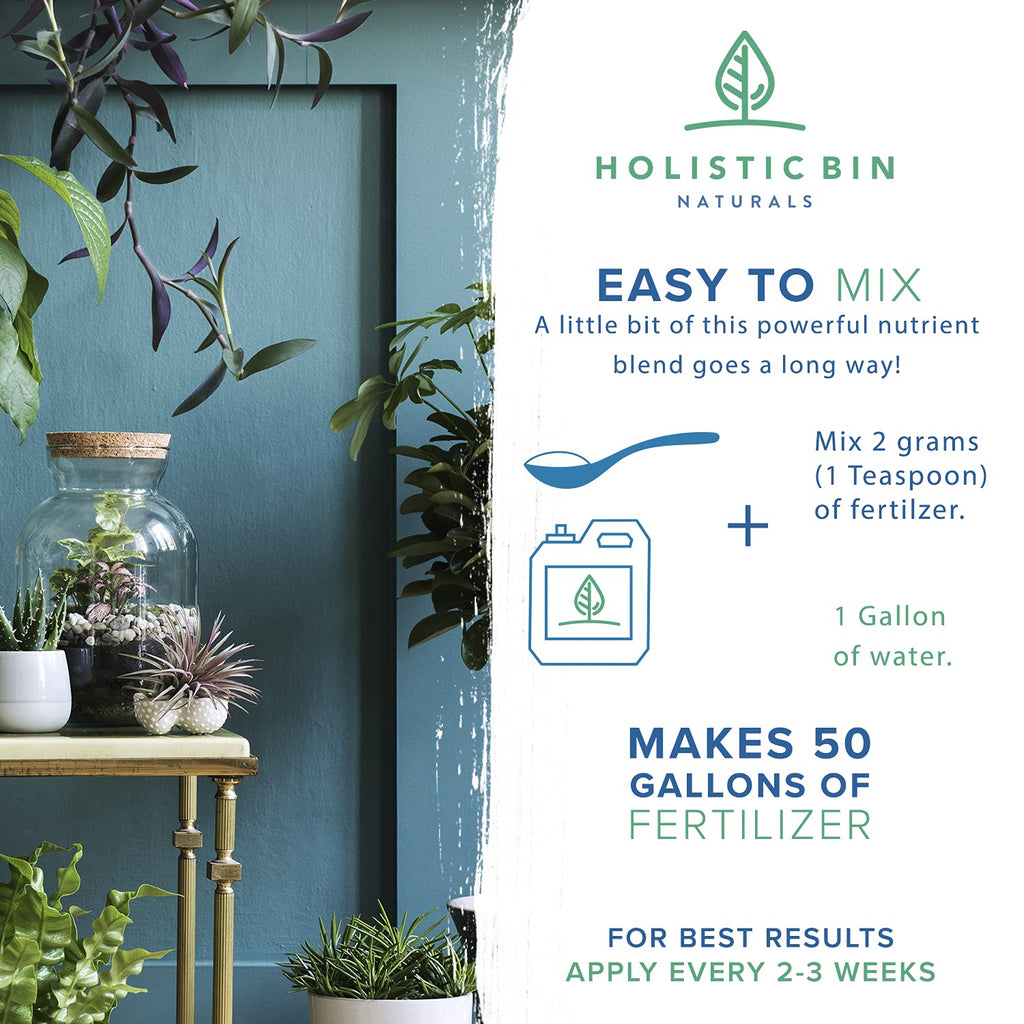 Holistic Bin all natural kelp fertilizer with bamboo scoop and 80 gallon supply for plant care